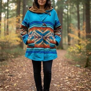 Yellowstone Inspired Hooded Jacket with Southwest Pattern